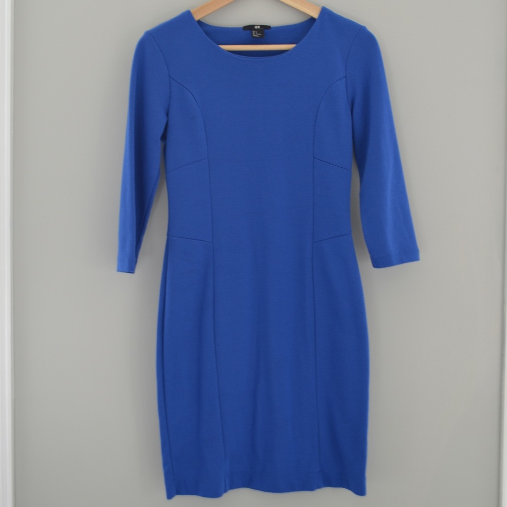 H&M Women's Dress 3/4 Sleeve Royal Blue Size Small